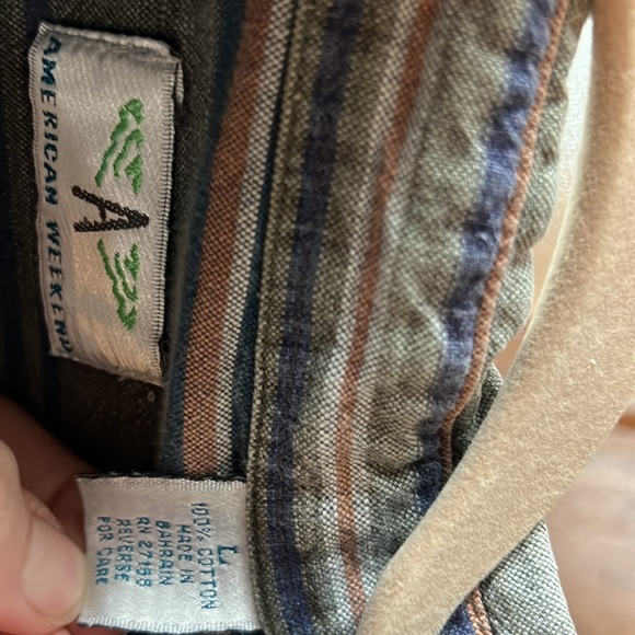 VINTAGE AMERICAN WEEKEND STRIPED BUTTON UP - Picture 2 of 3